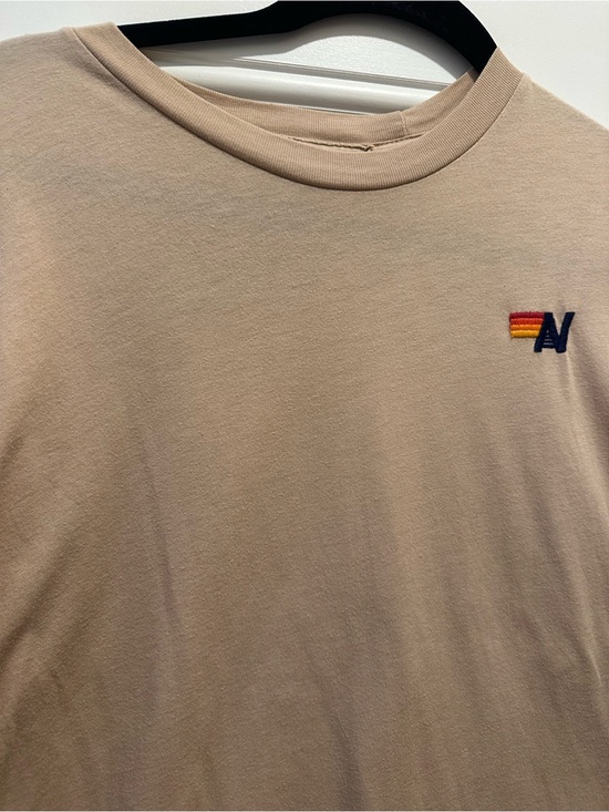Aviator Nation Other - Aviator Nation Beige Crew Neck Tee with Multicolor Embroidered 'AN'.   Women /me